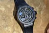 XF Montre de Luxe Herrenuhr, 43 mm x 16,5 mm, automatisches mechanisches Uhrwerk, komplett ausgehöhltes Zifferblatt, Keramikgehäuse, Gummiarmband