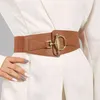 Corset Wide Belt For Women Elastic stretch PU Leather Fashion Metal Circle Buckle Ladies Party Dress Waistband Clothes Accessory G220301