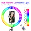 Professionell 10 tums RGB Selfie Ringlampa med stativ LED-ringlampa Foto Studiofotografering Ringlight för TIKTOK YouTube Video
