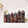 Objetos decorativos Figuras 1pc Stone natural Red Labradorita Crystal Point Wand Healing Energy Quartz Decoração em casa Reiki Obelisk Poli