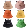 Składana bawełna Cute Frog Wiadro Kapelusz Summer Sunscreen Fisherman Cap Outdoor Fishing Hunting Sunhat