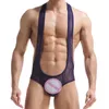 Herren G-Strings Sexy Strampler Weste Dreieck Mesh Gaze U Konvexer Beutel Transparente Versuchung Gesäß Sport Atmungsaktiv Mehrfarbig