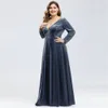 Elegant Mother of the Bride Dresses 2021 V Neck Long Sleeve Lace Velvet Evening Gowns Custom Made Floor Length Wedding Guest Dress