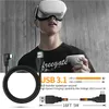 Quest 2 Kabel 10ft 16ft 20ft USB do C dla Oculus Quest Link Kable 3a High Speed ​​Data Transfer VR Zestaw słuchawkowy Gaming Meta FreeGate