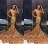 Sexy Plus Size African Black Girls Gold Sequins Mermaid Prom Dresses Graduation Party Wear Formal Dress Evening Gowns Robes de bal