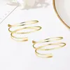 6 Pieces/Set Arm Bracelet for Women Girls Gold Color Mental Open Upper Arm Bangle Bracelet Simple Adjustable Armlet Armband Set Y1218