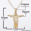 Иисус пересекает кулон ожерелье для мужчин для мужчин Золотой Цвет материал Медь Bling Cubic Zircons Подвески хип-хоп ювелирные изделия