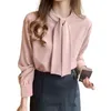 Sping/Herbst Langarm Chiffon Blusen Shirt frauen Tops Bluse Frauen Mujer De Moda 2022 Stehkragen Bluse weibliche Shirts