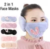 2 in 1 Face Masks Women Cartoon Cat Designer Earmuffs Windproof Ear Warmer Mouth Cover Winter Mask Washable Outdoor Cycling Masks CCC3863