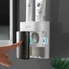 Baispo Badrumstillbehör Satser Avlopp Tandborstehållare Automatisk tandkräm Squeezer med magnetlock för WC Home Wash Sets LJ201204