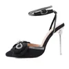 Ladies Fashion Heels High Sandals Bow Pointed Toe Women039s Sythy Shoes Hebilla Crystal Calzado femenino Nuevo 2021 Summer1861975