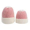 2020 8 Colors Parent-child Beanie Winter Warm Adult Kids Knitted Caps Outdoor Sports Beanies Plaid Wool Hats Festive Party Hats