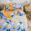 5 Storlek Green Leaf Bedding Duvet Koreanska ark + Duvet + Pillowcase Pink Cover Bed Linneuppsättning 201022