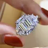 S925 Sterling Silver Jewlery Natural White Zircon Ring for Women Bizuteria Gemstone Wedding with Cushion Zirconia Rings Female B1205