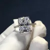 カット 3ct ラボラディアントダイヤモンドリング 925 スターリングシルバービジュー婚約結婚指輪リング女性のためのブライダルパーティージュエリー