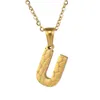 Guld 26 Initial Capital Letters A till Z Alfabet Nugget Hängsmycke Diamant Cut Rostfritt stål Kvalitet DIY Personlig Namn Charm med kedjan Halsband för Lady Women