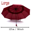 Stora fällbara kvinnor paraplyregn män dubbel lager stort resevattenproof manlig parasol för 3-4 personer 125 cm diameter 220426