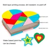 Drewniane zabawki geometryczne kształty poznawcze Montessori Puzzle Board 3D Tangram Math Jigsaw Game Uczenie się zabawki edukacyjne dla dzieci prezenty