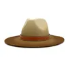 شعرت فيدورا القبعات الجاز بنما كاب النساء الرجال التدرج واسعة بريم قبعة امرأة رجل رسمي قبعة رجل السيدات الأعلى قبعات الشتاء اكسسوارات الأزياء الجديدة