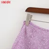 Tangada women purple floral print long skirt back zipper vintage female casual maxi skirts 1D185 T200712