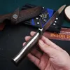 Outdoor Survival Rechte jachtmes M390 Satijnen Drop Point Blades Volledige Tang Linnen Handvat Vaste Messen Messen met Lederen Schede