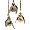 New Quartz Vintage Golden Snitch Sweater Chain Pocket Watch Necklace Fashion Watch Pocket Watch bronze color Steel Bezel