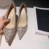2022 Lüks Tasarımcı Bayan Elbise Ayakkabı Üst Sınıf Külkedisi Kristal Yüksek Topuklu Sivri Seksi Deri Taban Kadın Tekne Shoess 8.5 cm35-42