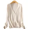 y2k Autumn And Winter Thickening Cashmere Sweater Women's Cardigan V-neck Long-sleeved Short Loose Solid Color Ladies 201128