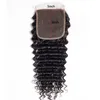 Indian Virgin Human Hair Three Bunds med 5x5 spetsstängning Deep Wave Three Middle del 4 Piecelot Deep Curly Natural Color6880725