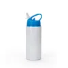 Portátil 600 ml xícaras com canudinho Diy Sublimação em branco 20 onças garrafa de água Esporte copo de caneca de alumínio com tampas de palha