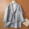 Blazer de lã de alta qualidade Mulheres 90% de lã de lã Office Lady Blazer Botão escondido Two Pocket Jacket Spring Autumn Coat feminino1
