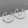 Fashion Designer Brand Earrings For Womens Luxury Jewelry Silver Letter Circle Ear Studs Classic Hoop Earring Women High Quality