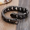 Trustylan vintage preto aço inoxidável homem pulseira de 15 mm de largura Bracelets de pulseiras de branquetas de branqueadas de branqueadas de branqueadas de branqueadas Hombre J1211