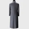 Vinter över knäet långa herrmode Slim Wool Coat Luxury High Quality Business Gentleman Youth Warm Warm Wool Coat 201223