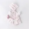 Newborn Romper Summer Lace Princess Girl With Hat Infant Jumpsuit Birthday party Baby Clothes Sunsuit 201027