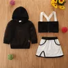 Çocuklar Tasarımcı Giysi Kız Açık Spor Kıyafetler Çocuk Örgü Kapşonlu Üst + Yelek + Pantolon 3 adet / takım Yaz Spor Bebek Giyim Setleri M1475