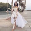 Phemsuits Boho Wedding Dresses 2021 Lace Severiques One Counter Overkirts A Line Bridal Downs with Pants See من خلال Robe de Mari211i