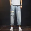 Mode Lose Plus Größe 28-42 Neun-punkt Jeans Frühling Sommer männer Tasche Hosen Gerade Denim Jeans1