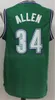 Basket Jesus Shuttlesworth Paul Pierce Jersey 34 män Retor Kevin Garnett 21 5 Ray Allen 20 Broderi och sy grön vit svart