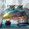 Beautiful Scenic Duvet Cover Sets 3D Flower Tree Waterfall Bedding Set Bed Linen Pillowcases Twin Full Home Textiles 2/3pcs 201021