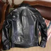 Läs beskrivning! Asiatisk storlek Mäns Äkta Coat Motorcykel Slim Vintage Läder Cossack Jacket LJ201029