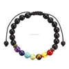 Verstellbares 7-Chakra-Naturstein-Yoga-Perlenarmband, türkisfarbene Achat-Perlen, Armbänder für Damen und Herren, Modeschmuck, wird und sandig