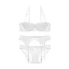 CYHWR femmes soutien-gorge sexy ensemble intimes broderie demi-tasse lingerie fine tentation soutien-gorge noir et culotte avec jarretelles ensembles 3pcs / Lot 201202