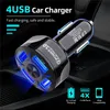 Carregador de carro multi USB de 4 portas 48W Quick 7A Mini carregamento rápido QC3.0 para iPhone 12 Xiaomi Huawei Adaptador de telefone móvel Dispositivos Android