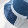 Hink hatt kvinnor sommarhattar och kepsar lapptäckt tvättade denim hink hatt hip hop solid bred brim bomull strand fiske cap panama3492945