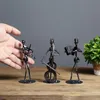 Set of 8pcs Mini Band Sculpture Musical Instrument Figurine Ornament Iron Music Man Figurines Home Decoration Christmas Gift T200331