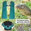 1 paar anti-beet groene handschoenen koe lederen canvas ultra lange wilde slangen vangen PET-training Beschermende accessoires Q0114