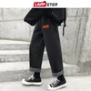 LAPPSTER Mens Korean Fashoins Harem Blue Jeans Pants 2020 Vintage Straight Harajuku Baggy Belt High Quality Denim LJ200903