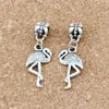 100st / lot dangle antika silver flamingo charm hängsmycke för smycken gör armband halsband DIY tillbehör 12x35mm A-272a