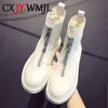 Vente chaude En Cuir Véritable Femmes Bottes D'hiver Plus Velours Femme Chaussure De Mode Femme Respirant Peau De Vachette Bootie Avant Zipper Lumière Blanc Boot